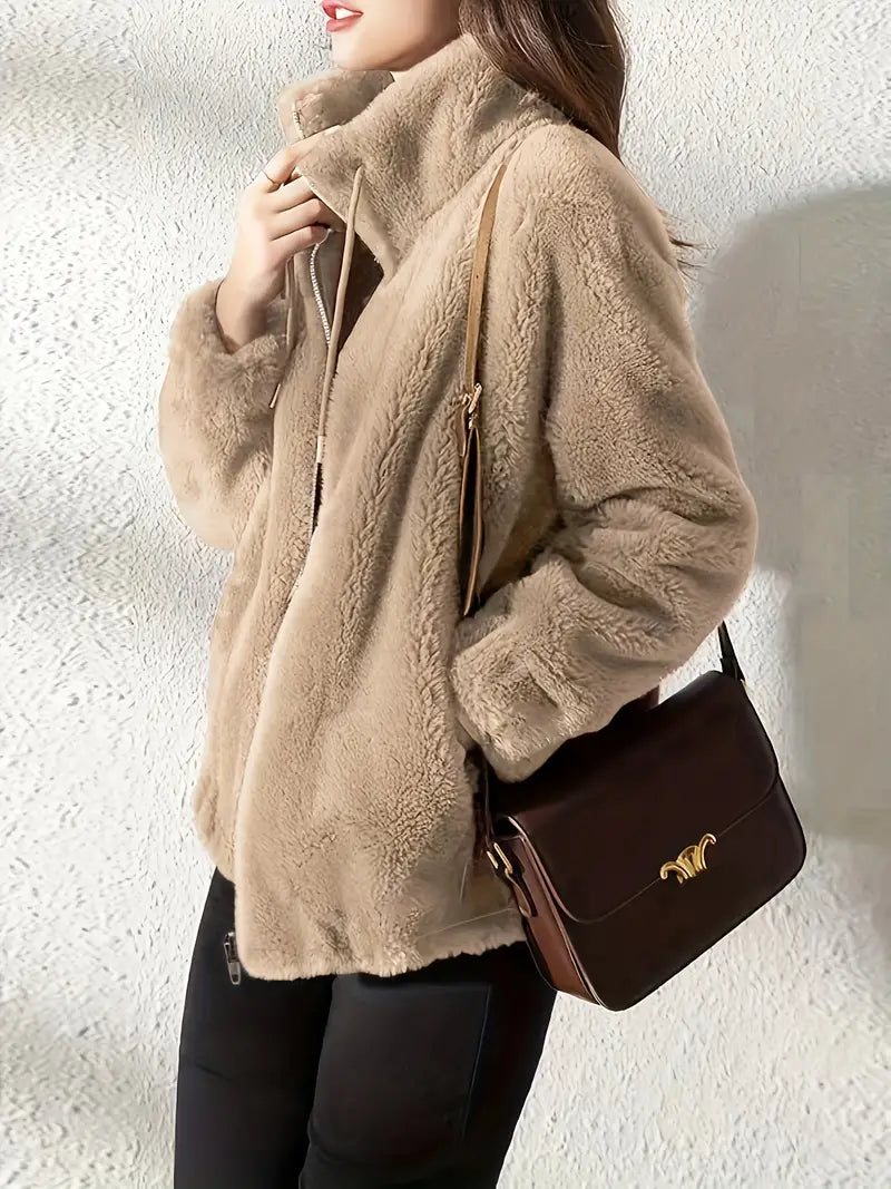 Maliza - Stylische Fleecejacke mit Kunstfell