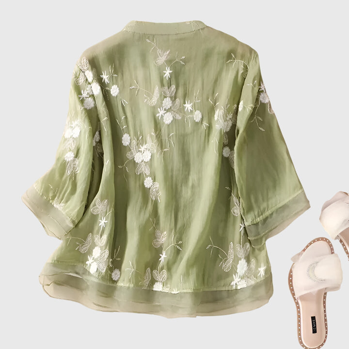Nellie | Blouse with Embroidered Flowers