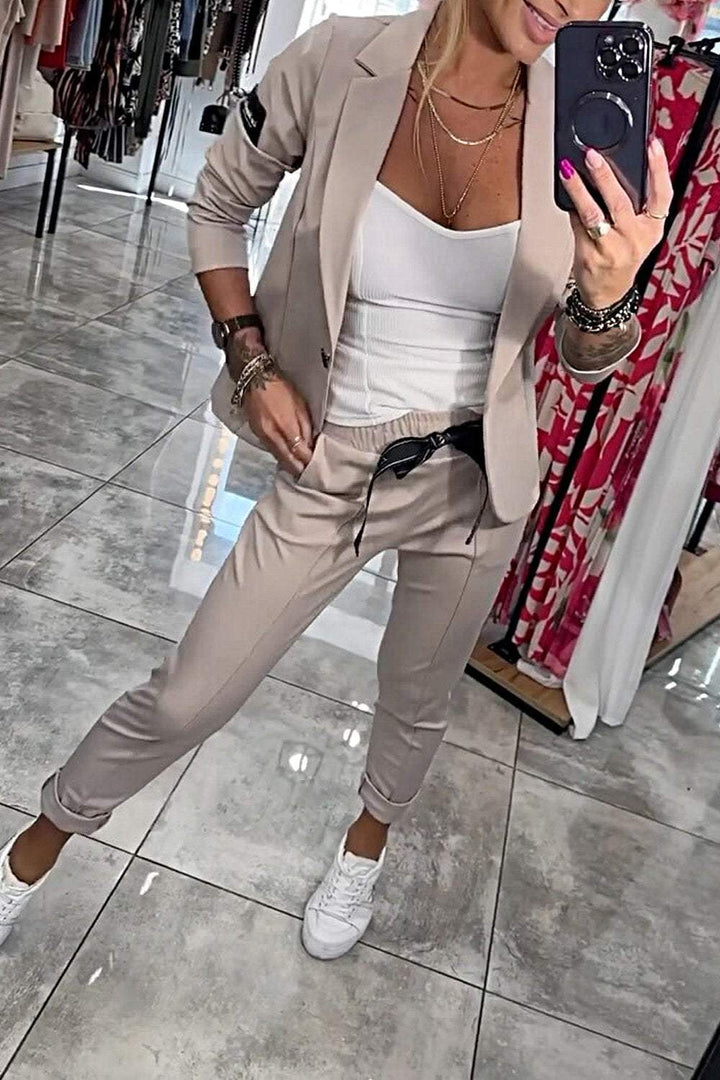 Fenna™ Zweiteiliges, einfarbiges Freizeit-Ensemble für Damen