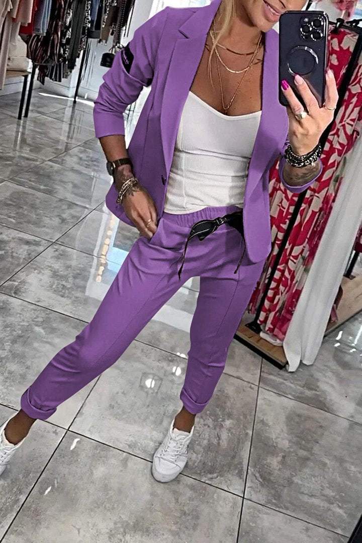 Fenna™ Zweiteiliges, einfarbiges Freizeit-Ensemble für Damen