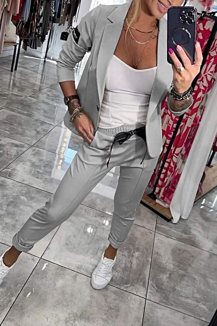 Fenna™ Zweiteiliges, einfarbiges Freizeit-Ensemble für Damen