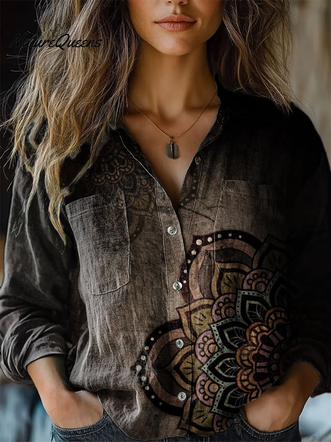 Damen-Langarm-T-Shirt aus Baumwolle im Vintage-Stil