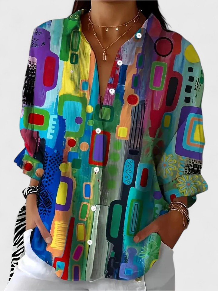 Rose | Blouse with a geometric pattern